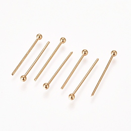 Honeyhandy 304 Stainless Steel Ball Head Pins, Real 24k Gold Plated, 15x0.6mm, 23 Gauge, Head: 1.8mm