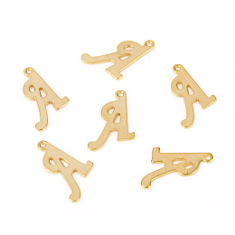 Honeyhandy 201 Stainless Steel Pendants, Laser Cut, Letter, Golden, Letter.A: 17x11x1.2mm, Hole: 1mm