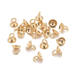 Honeyhandy 201 Stainless Steel Bead Cap Pendant Bails, for Globe Glass Bubble Cover Pendants, Golden, 6x6mm, Hole: 2.2mm
