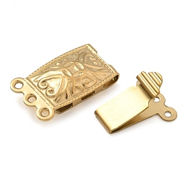 304 Stainless Steel Box Clasps, Rectangle, 3-Strand, 6-Hole, Real 18K Gold Plated, 10x20x4.5mm, Hole: 1/1.2mm