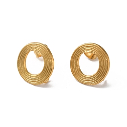 Honeyhandy 304 Stainless Stud Earring Findings, with Vertical Loops, Donut, Golden, 17x16.5mm, Hole: 2.7mm, Pin: 0.5mm