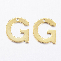 Honeyhandy 304 Stainless Steel Charms, Letter, Initial Charms, Letter.G, 11x6~12x0.8mm, Hole: 1mm