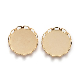 Honeyhandy 304 Stainless Steel Cabochon Settings, Lace Edge Bezel Cups, Flat Round, Golden, Tray:12mm, 13x3mm