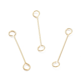 Honeyhandy 316 Surgical Stainless Steel Eye Pins, Double Sided Eye Pins, Real 18K Gold Plated, 15x2.5x0.4mm, Hole: 1.5mm