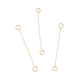 Honeyhandy 316 Surgical Stainless Steel Eye Pins, Double Sided Eye Pins, Real 18K Gold Plated, 25x2.5x0.4mm, Hole: 1.4mm
