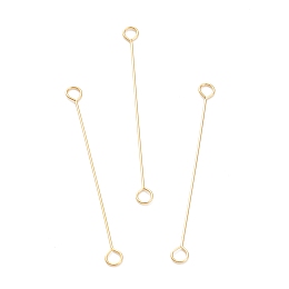 Honeyhandy 316 Surgical Stainless Steel Eye Pins, Double Sided Eye Pins, Real 18K Gold Plated, 30x2.5x0.4mm, Hole: 1.6mm