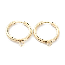 Honeyhandy 201 Stainless Steel Huggie Hoop Earring Findings, with Horizontal Loop and 316 Surgical Stainless Steel Pin, Real 24K Gold Plated, 24x21x2.5mm, Hole: 2.5mm, Pin: 1mm