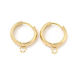 Honeyhandy 201 Stainless Steel Huggie Hoop Earring Findings, with Horizontal Loop and 316 Surgical Stainless Steel Pin, Real 24K Gold Plated, 16x4mm, Hole: 2.5mm, Pin: 1mm