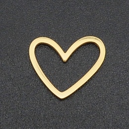 Honeyhandy 201 Stainless Steel Linking Rings, Laser Cut, Asymmetrical Heart, Real 18K Gold Plated, 10.5x13x1mm