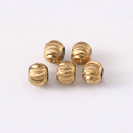 Honeyhandy 201 Stainless Steel Corrugated Beads, Round, Golden & Stainless Steel Color, 3x2.5mm, Hole: 1.2mm