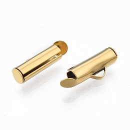 Honeyhandy 304 Stainless Steel Slide On End Clasp Tubes, Slider End Caps, Golden, 6x13x4mm, Hole: 3x1.5mm, Inner Diameter: 3mm