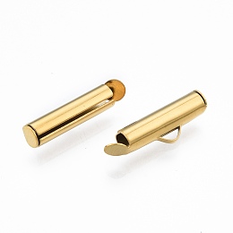 Honeyhandy 304 Stainless Steel Slide On End Clasp Tubes, Slider End Caps, Golden, 6x16x4mm, Hole: 3x1.5mm, Inner Diameter: 3mm