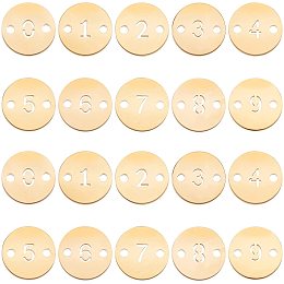 UNICRAFTALE 20pcs 10 Styles Flat Round Numbers Connectors 304 Stainless Steel Links Golden Metal Connector for DIY Craft Jewelry Making Hole: 1.4mm