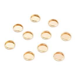 Honeyhandy 304 Stainless Steel Cabochon Settings, Plain Edge Bezel Cups, Flat Round, Golden, 10x2mm Tray: 8mm