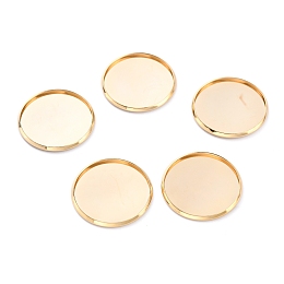 Honeyhandy 304 Stainless Steel Cabochon Settings, Plain Edge Bezel Cups, Flat Round, Golden, 27x2mm Tray:25mm