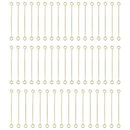 Honeyhandy 316 Surgical Stainless Steel Eye Pins, Double Sided Eye Pins, Golden, 26 Gauge, 30x2.5x0.4mm, Hole: 1.6mm