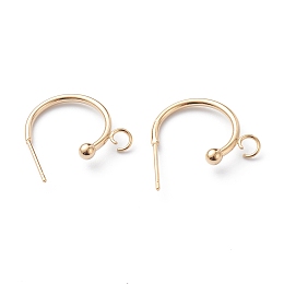 Honeyhandy 304 Stainless Steel Half Hoop Earrings, Real 24K Gold Plated, 19x16x3mm, Pin: 0.8mm