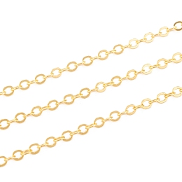 ARRICRAFT Brass Flat Oval Cable Chains, Soldered, with Spool, Cadmium Free & Nickel Free & Lead Free, Golden, 2.5x2x0.45mm, about 32.8 Feet(10m)/roll