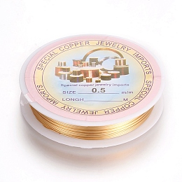 Honeyhandy Copper Wire for Jewelry Making, Long-Lasting Plated, Golden, 24 Gauge, 0.5mm, about 21.32 Feet(6.5m)/roll