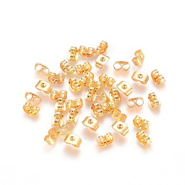 Honeyhandy Iron Ear Nuts, Earring Backs, Golden, 6x4x3mm, Hole: 0.7~1.0mm