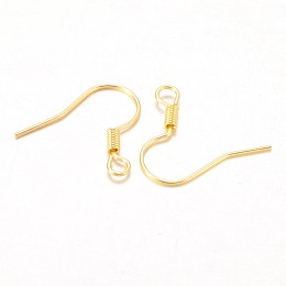 Honeyhandy Iron Earring Hooks, with Horizontal Loop, Cadmium Free & Lead Free, Golden, 17x17.5mm, Hole: 2mm