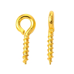 Honeyhandy Iron Screw Eye Pin Peg Bails, For Half Drilled Beads, Golden, about 10mm long, 4mm wide, 1mm thick, hole: 2mm, about 550pcs/50g