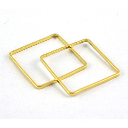 Honeyhandy Square Brass Linking Rings, Golden, 20x20x1.2mm