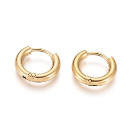 Honeyhandy Ion Plating(IP) 304 Stainless Steel Huggie Hoop Earrings, Hypoallergenic Earrings, with 316 Surgical Stainless Steel Pin, Golden, 10 Gauge, 12~13x2.5mm, Pin: 1mm