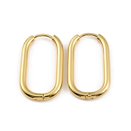 Honeyhandy Ion Plating(IP) 304 Stainless Steel Oval Hoop Earrings, Real 18K Gold Plated, 26.5x16x2.5mm, Pin: 1mm