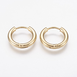 Honeyhandy 304 Stainless Steel Hoop Earrings, Golden, 15x2.5mm, Pin: 1mm