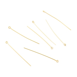 Honeyhandy Brass Eye Pins, Real 18K Gold Plated, 51x3x0.7mm, Hole: 1.5mm
