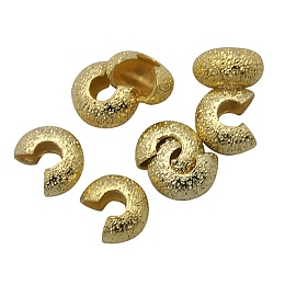 Honeyhandy Brass Crimp Beads Covers, Golden, 3.2mm In Diameter, Hole: 1.2mm