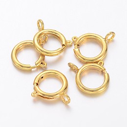 Honeyhandy Brass Spring Ring Clasps, Jewelry Accessory, Golden Color, 12mm, Hole: 2.5mm