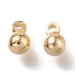 Honeyhandy Brass Charms, Long-Lasting Plated, Round, Real 24K Gold Plated, 6x4mm, Hole: 1.2mm