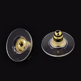 Honeyhandy Brass Bullet Clutch Earring Backs, with Plastic Pads, Ear Nuts, Golden, 11x11x6.5mm, Hole: 1mm