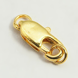 Honeyhandy Brass Lobster Claw Clasps, with Soldered Jump Rings, Golden, Clasps: 10.5x5mm, Soldered Jump Rings: 4x0.7~0.8mm, Inner Diameter: 1.5mm