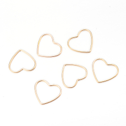 Honeyhandy Brass Linking Rings, Heart, Real 18K Gold Plated, 42x50x1mm