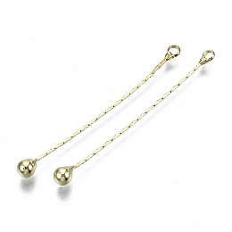 Honeyhandy Brass Chain Tassel Big Pendants, with Iron Teardrop, Light Gold, 45~47x0.5mm, Hole: 1.6mm