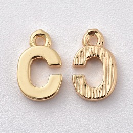 Honeyhandy Brass Charms, Letter, Nickel Free, Real 18K Gold Plated, Letter.C, 8~8.5x5x1.5mm, Hole: 0.8mm