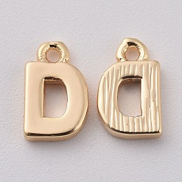 Honeyhandy Brass Charms, Letter, Nickel Free, Real 18K Gold Plated, Letter.D, 8~8.5x5x1.5mm, Hole: 0.8mm