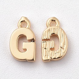 Honeyhandy Brass Charms, Letter, Nickel Free, Real 18K Gold Plated, Letter.G, 8.5x5x1.5mm, Hole: 0.8mm