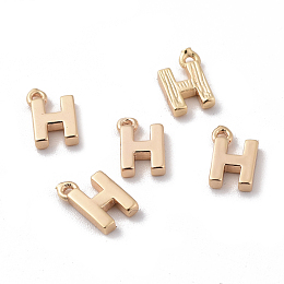 Honeyhandy Brass Charms, Letter, Nickel Free, Real 18K Gold Plated, Letter.H, 8.5x5x1.5mm, Hole: 0.8mm