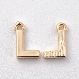 Honeyhandy Brass Charms, Letter, Nickel Free, Real 18K Gold Plated, Letter.L, 8.5x5.5x1.5mm, Hole: 0.8mm