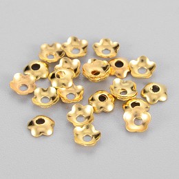 ARRICRAFT Brass Bead Caps, Flower, Golden Color, Size: about 4mm in diameter, Hole, 1.2mm, about 285pcs/10g