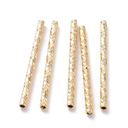 Brass Tube Beads, Long-Lasting Plated, Faceted Tube, Real 24K Gold Plated, 30x2mm, Hole: 1.2mm