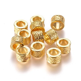 Honeyhandy Tibetan Style Alloy European Beads, Large Hole Beads, Lead Free & Cadmium Free, Column, Golden Color, about 8mm in diameter, 5mm thick, hole: 4.5mm