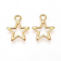 Honeyhandy Tibetan Style Alloy Charms, Star, Golden, Lead Free & Cadmium Free, 14.5x12x1mm, Hole:2mm