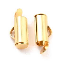 Honeyhandy 304 Stainless Steel Slide On End Clasp Tubes, Slider End Caps, Real 18K Gold Plated, 13x6x4mm, Hole: 3x1mm, Inner Diameter: 3mm