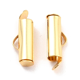 Honeyhandy 304 Stainless Steel Slide On End Clasp Tubes, Slider End Caps, Real 18K Gold Plated, 16x6x4mm, Hole: 3x1mm, Inner Diameter: 3mm