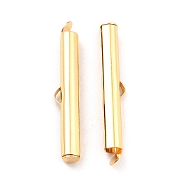 Honeyhandy 304 Stainless Steel Slide On End Clasp Tubes, Slider End Caps, Real 18K Gold Plated, 30x5.5x4mm, Hole: 3.5x1.5mm, Inner Diameter: 3mm